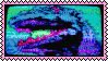 psychedelic godzila stamp